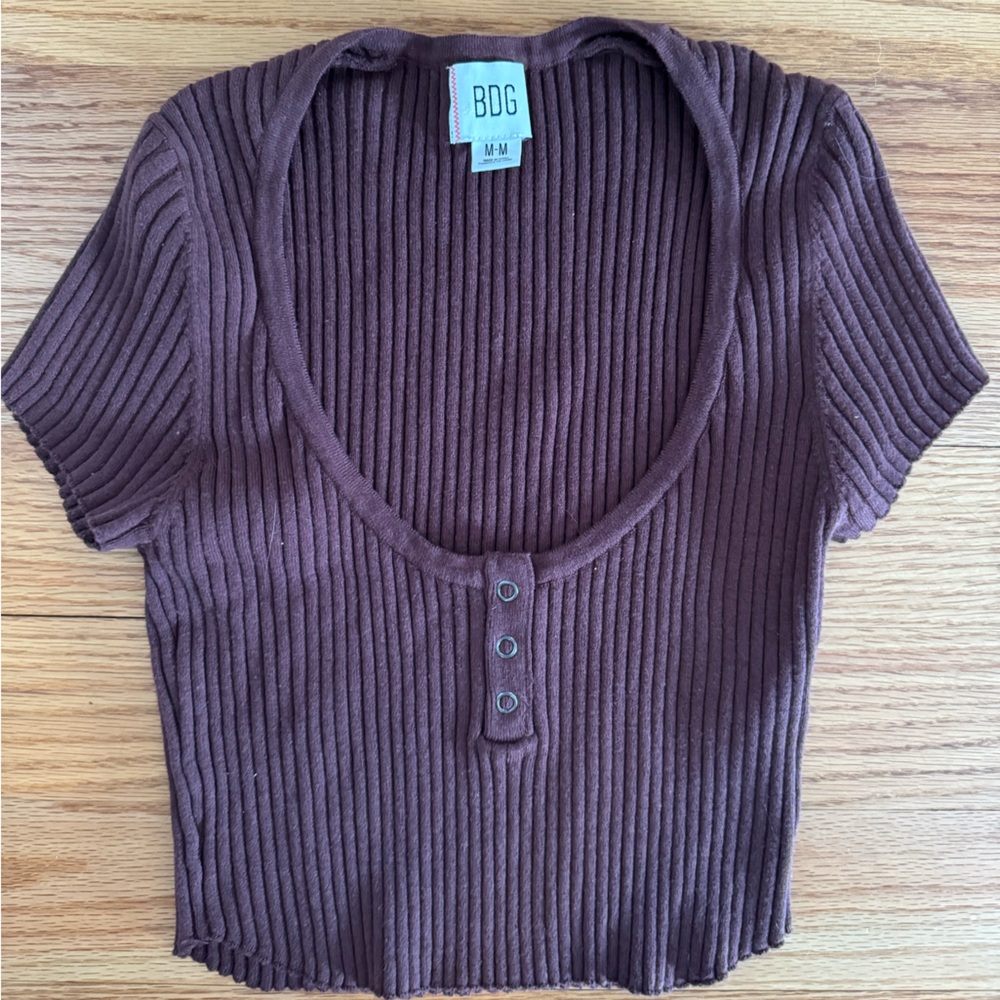 Urban Outfitters BDG ribbed brown Henley Top